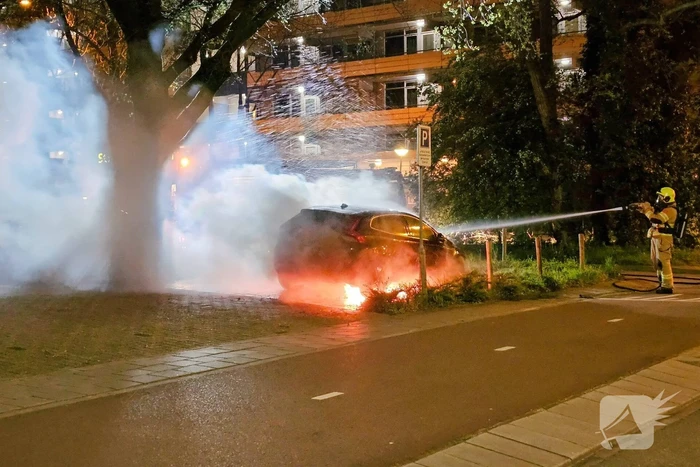 Geparkeerde auto vat vlam