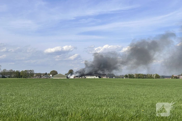 Flinke rookontwikkeling bij brand in schuur