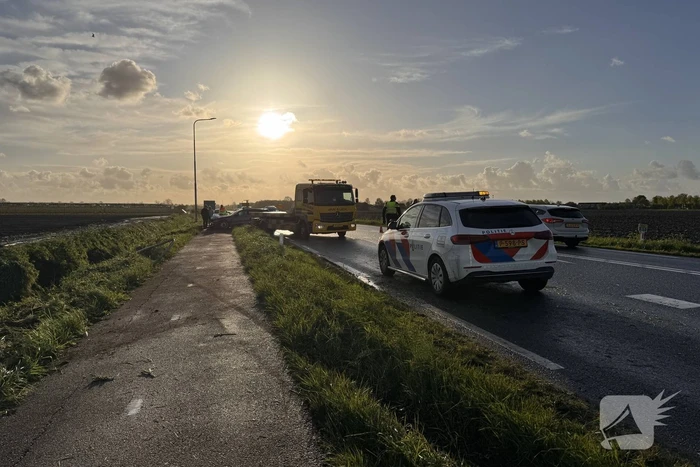 Auto zwaar beschadigd bij eenzijdig ongeval