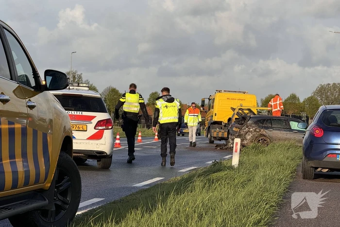 Auto zwaar beschadigd bij eenzijdig ongeval