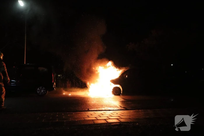 Metershoge vlammen slaan uit bestelbus, brandstichting niet uitgesloten
