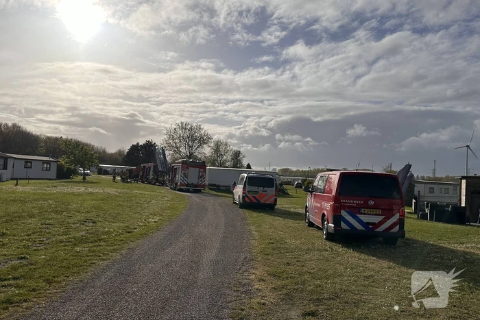 Brand in bergingen op camping