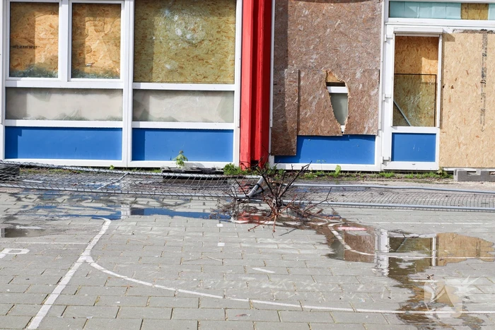 Brandweer blust brandende boom