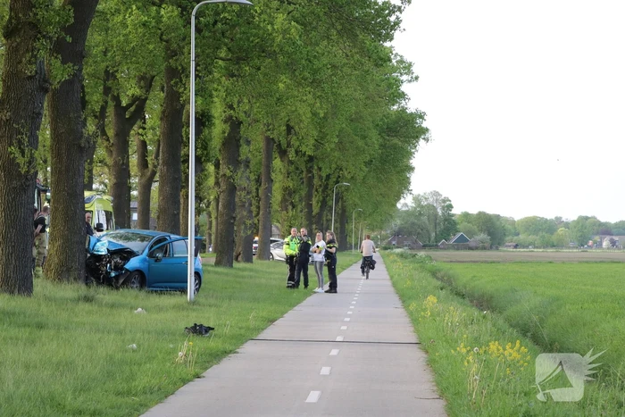 Bestuurder ernstig gewond na frontale botsing tegen boom