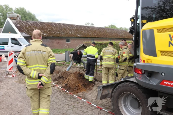 Gasleiding kapot getrokken bij graafwerkzaamheden