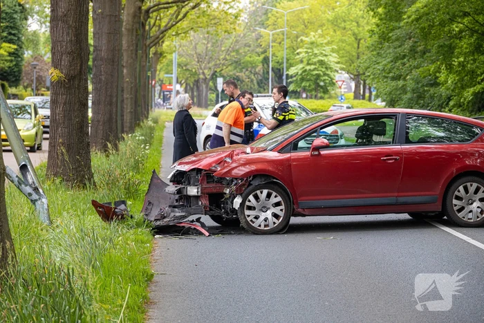 Automobilist rijdt tegen lantaarnpaal