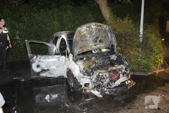 Auto volledig verwoest door felle brand