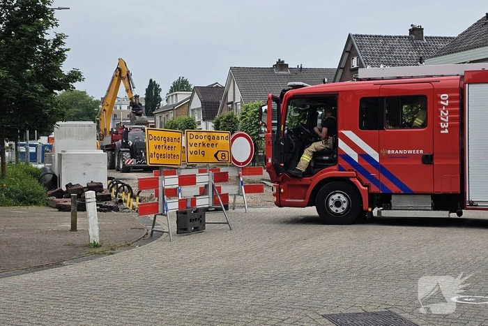 Gasleiding geraakt tijdens werkzaamheden