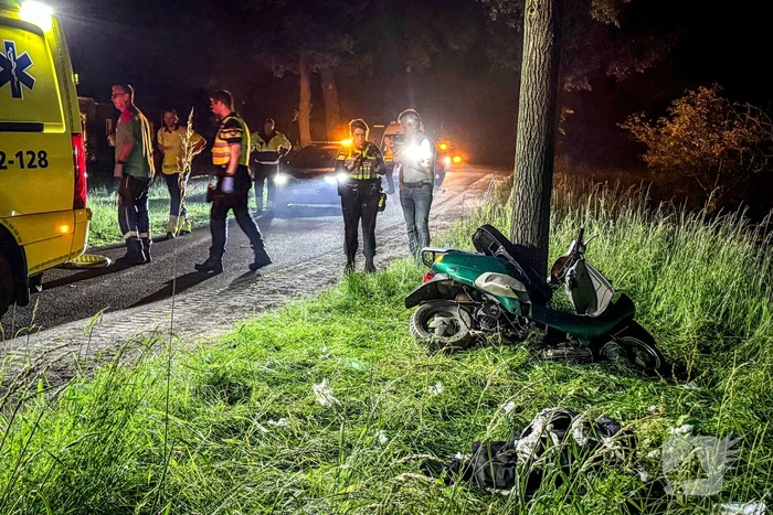 Traumateam ingezet nadat scooter tegen boom botst
