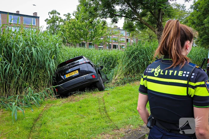 Auto eindigt in het riet