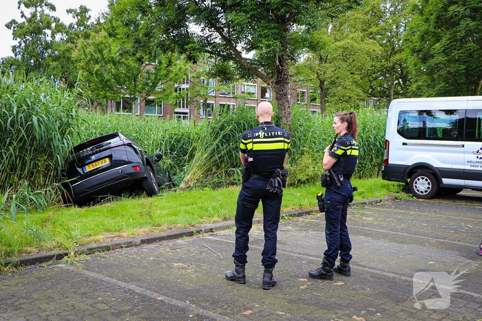 Auto eindigt in het riet
