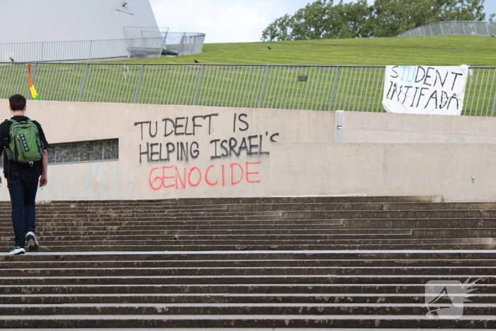 Demonstratie Pro Palestina bij technische universiteit