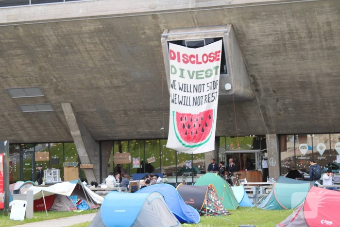 Demonstratie Pro Palestina bij technische universiteit