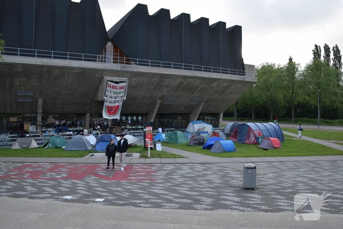 Demonstratie Pro Palestina bij technische universiteit