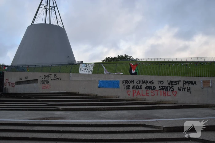 Demonstratie Pro Palestina bij technische universiteit