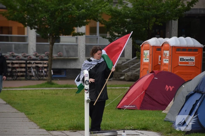 Demonstratie Pro Palestina bij technische universiteit