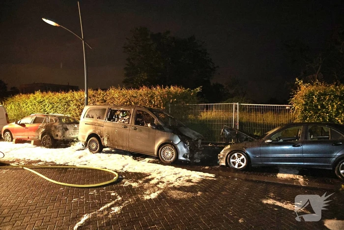 Drie voertuigen verwoest door vlammenzee