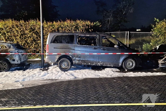 Drie voertuigen verwoest door vlammenzee