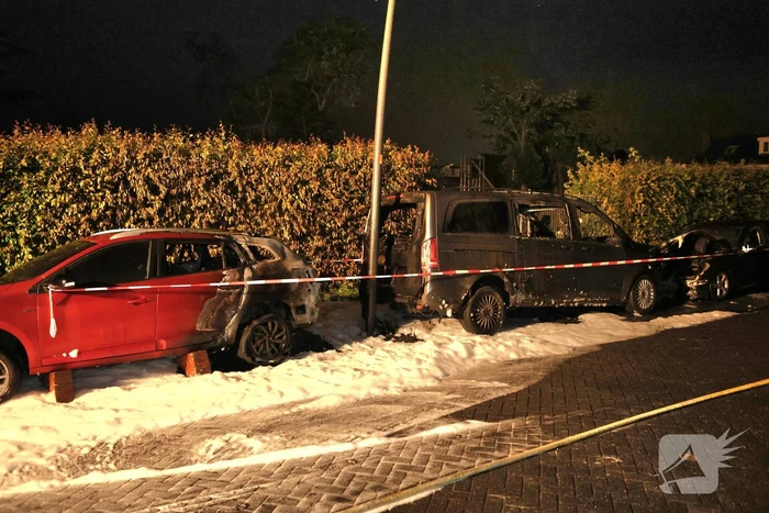Drie voertuigen verwoest door vlammenzee