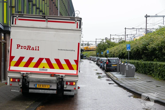 Treinverkeer plat door omgewaaide boom op bovenleiding