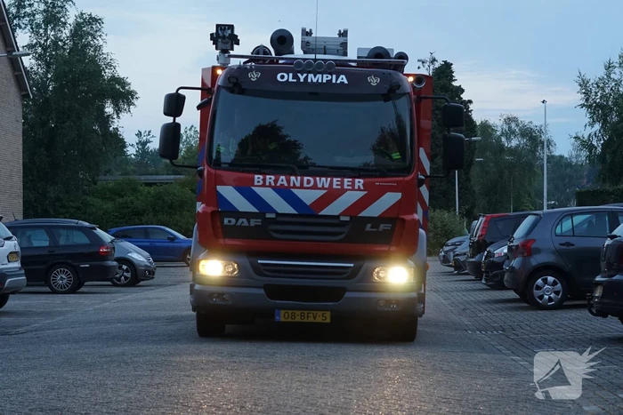 Mobiele toiletcabine brandt af