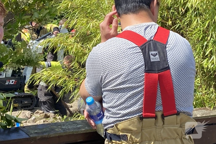 Gasleiding geraakt bij werkzaamheden in tuin