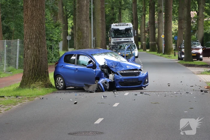 Automobilist botst frontaal op boom
