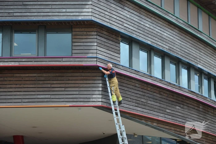 Brandweer haalt dode kraai van schoolgebouw