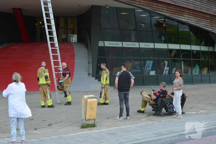 Brandweer haalt dode kraai van schoolgebouw