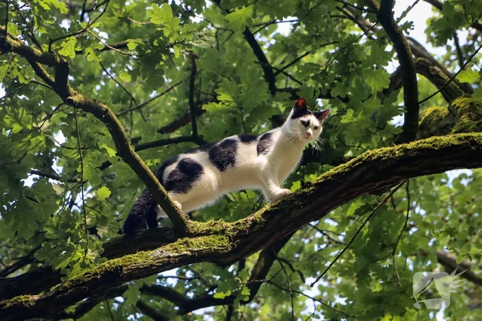 Brandweer redt kat uit een boom