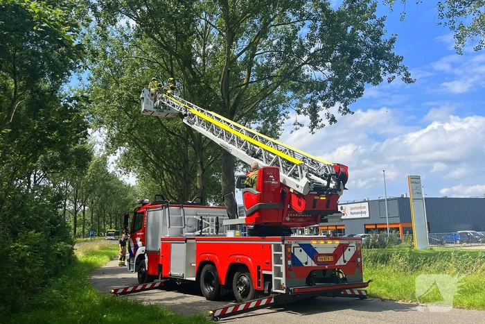 Brandweer verwijdert gevaarlijk hangende tak