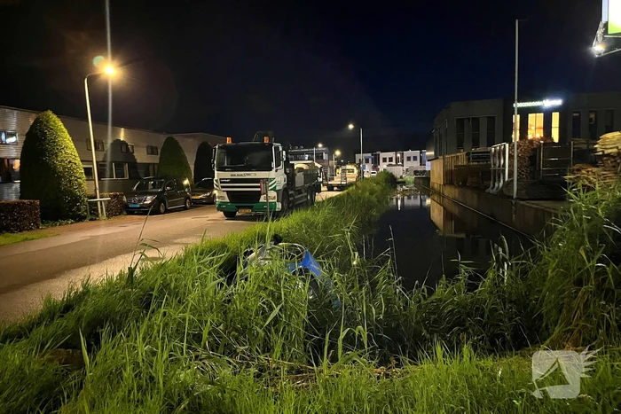 Auto te water na uitwijkmanoeuvre