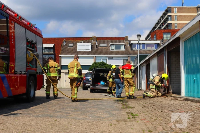 Brand in garage door laswerkzaamheden