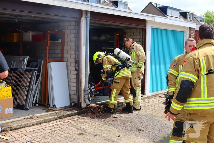 Brand in garage door laswerkzaamheden