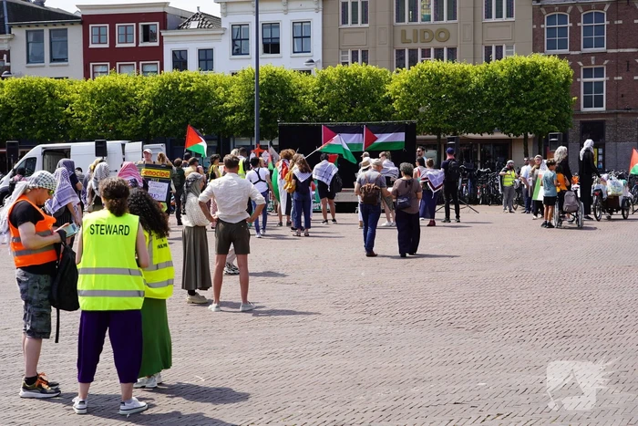 Grote groep mensen aanwezig bij pro-Palestina demonstratie