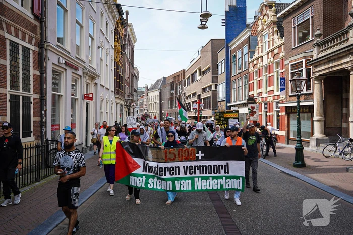 Grote groep mensen aanwezig bij pro-Palestina demonstratie