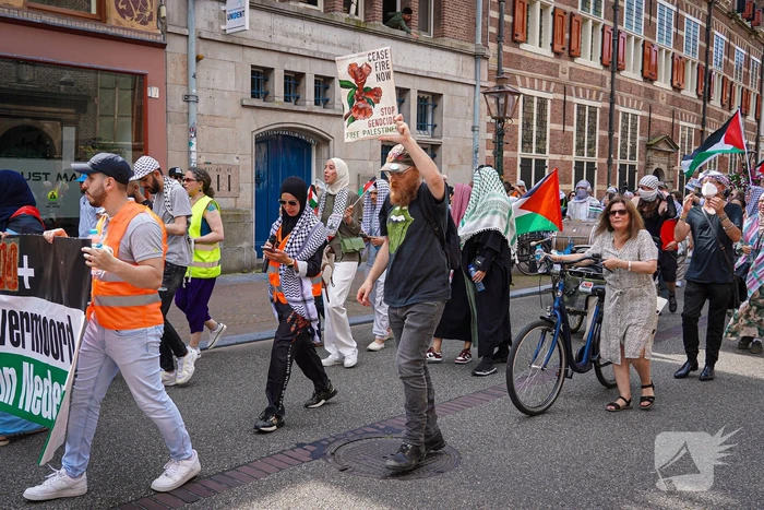 Grote groep mensen aanwezig bij pro-Palestina demonstratie