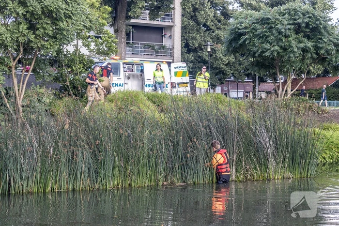 Verstrikte waterhoen laat zich niet vangen