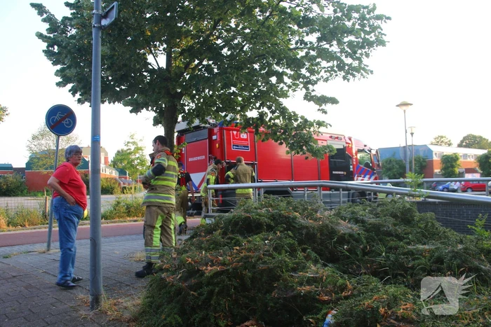 Brandweer dooft buitenbrand met emmer water