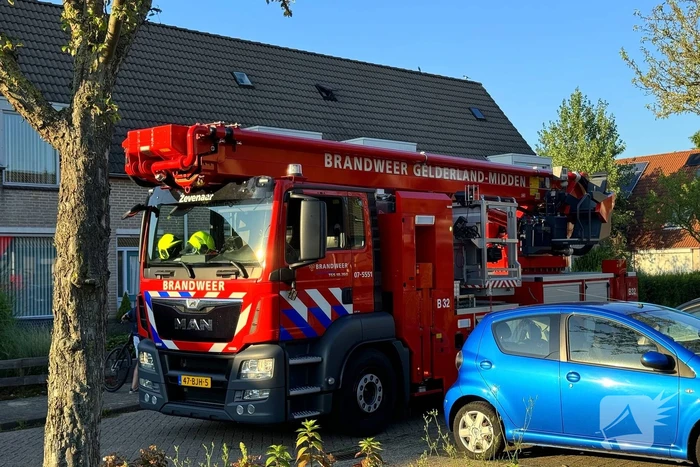 Brandweer haalt kat van dak met hoogwerker
