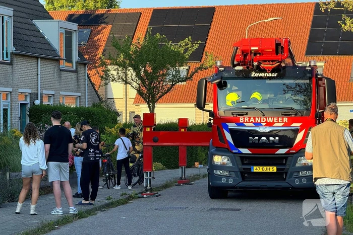 Brandweer haalt kat van dak met hoogwerker