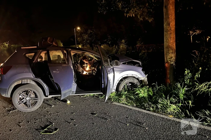 Gewonde en auto zwaar beschadigd na crash tegen boom