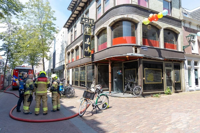Brandende bouwmaterialen in binnenstad