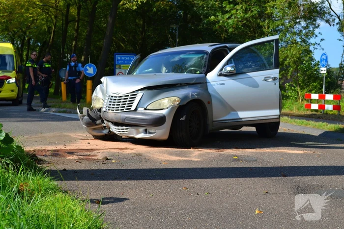 Auto zwaar beschadigd na ongeval met boom
