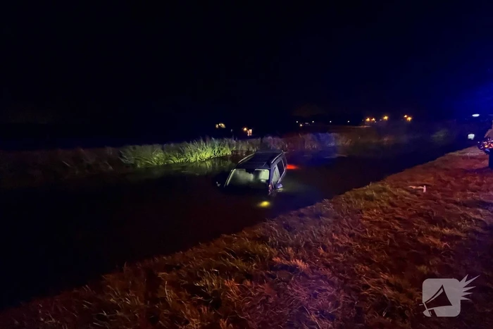 Voertuig met bestuurder en hond raken te water