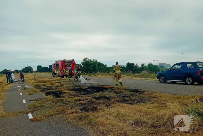 Aantal meters berm in brand