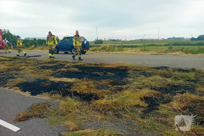 Aantal meters berm in brand