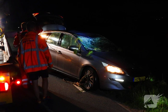 Auto vliegt uit de bocht en belandt ondersteboven in sloot