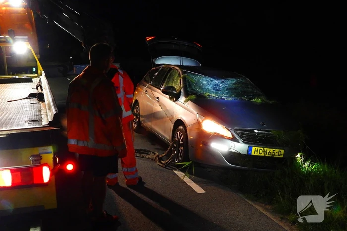 Auto vliegt uit de bocht en belandt ondersteboven in sloot
