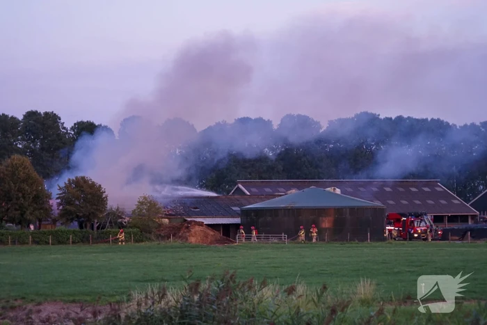 Grote uitslaande brand bij veehouderij